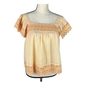 Hippie Laundry NWT Crochet Lace Crop Top Women M Boho Cottage-core